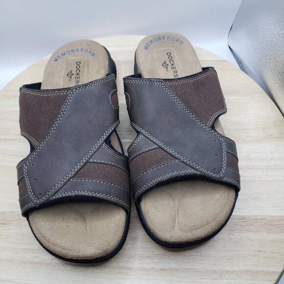Dockers Men's Memory Foam Fusion Footbed Brown Sandals Slides Size 7 M - Picture 5 of 9